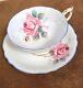 Paragon Tea Cup & Saucer Pale Blue Cabbage Rose Double Backstamp Queen Mary