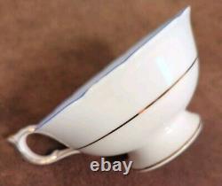 Paragon Tea Cup & Saucer Pale Blue Cabbage Rose Double Backstamp Queen Mary