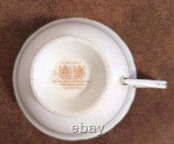 Paragon Tea Cup & Saucer Pale Blue Cabbage Rose Double Backstamp Queen Mary