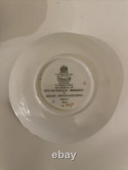 Paragon Tea Cup and Saucer Gold Blue Flower Commemorate wedding A M