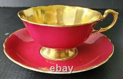 Paragon Vintage Teacup & Saucer Heavy Gold Floating Cabbage Rose Double Warrant