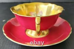 Paragon Vintage Teacup & Saucer Heavy Gold Floating Cabbage Rose Double Warrant