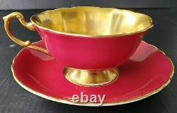 Paragon Vintage Teacup & Saucer Heavy Gold Floating Cabbage Rose Double Warrant