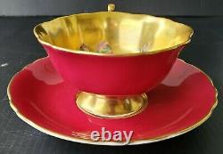 Paragon Vintage Teacup & Saucer Heavy Gold Floating Cabbage Rose Double Warrant