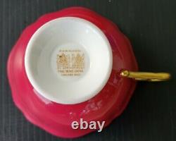 Paragon Vintage Teacup & Saucer Heavy Gold Floating Cabbage Rose Double Warrant