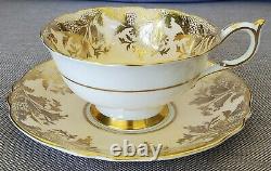 Paragon Vintage Teacup & Saucer Set Heavy Gold Floating Cabbage Rose Antique