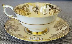 Paragon Vintage Teacup & Saucer Set Heavy Gold Floating Cabbage Rose Antique