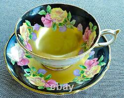 Paragon Vintage Teacup & Saucer Set Heavy Gold Sweet Pea Floral Antique