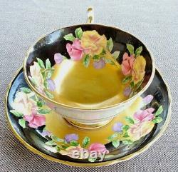 Paragon Vintage Teacup & Saucer Set Heavy Gold Sweet Pea Floral Antique