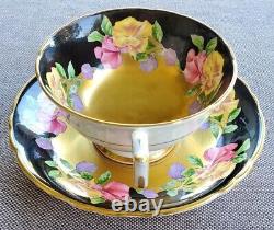 Paragon Vintage Teacup & Saucer Set Heavy Gold Sweet Pea Floral Antique