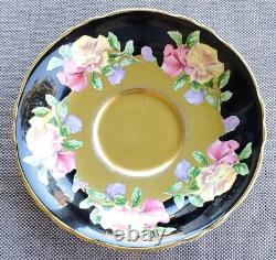 Paragon Vintage Teacup & Saucer Set Heavy Gold Sweet Pea Floral Antique