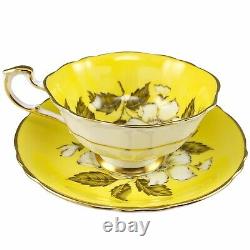 Paragon Yellow Wild Rose Tea Cup Saucer Teacup Bone China England A401 Vintage