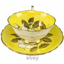 Paragon Yellow Wild Rose Tea Cup Saucer Teacup Bone China England A401 Vintage