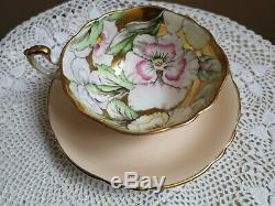 Paragon by Appointment Tea Cup and Saucer Heavy Gold Floating Flowers England