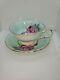 Paragon Fine Bone China Tea Cup Saucer Pale Blue With Large Cabbage Rose England