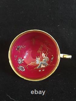 Paragon royal deep red chinoiserie garden scene tea cup and saucer