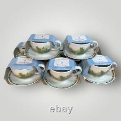 Peter Rabbit Beatrix Potter Bunny Green Teacup and Saucer Lot of 8