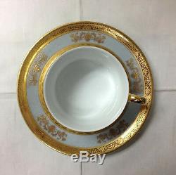 Philippe Deshouliers Orsay Powder Blue Teacup & Saucer Limoges France New