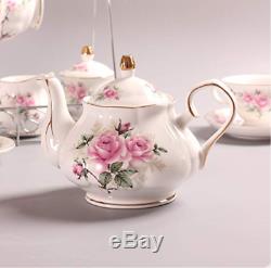Pink Camellia 15 Piece European Bone China Tea Cup Set