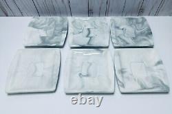Porcelain Malacasa Gray/White Marbled Toned 6 Teacups + 6 Saucers Full Set Of 12