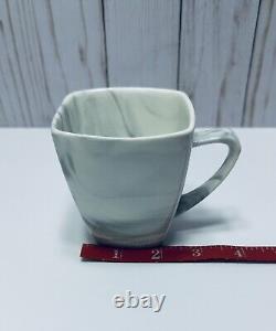 Porcelain Malacasa Gray/White Marbled Toned 6 Teacups + 6 Saucers Full Set Of 12