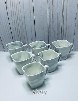 Porcelain Malacasa Gray/White Marbled Toned 6 Teacups + 6 Saucers Full Set Of 12