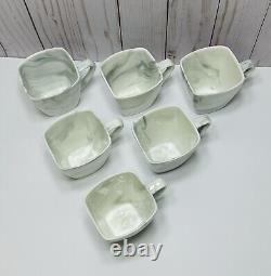 Porcelain Malacasa Gray/White Marbled Toned 6 Teacups + 6 Saucers Full Set Of 12