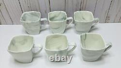 Porcelain Malacasa Gray/White Marbled Toned 6 Teacups + 6 Saucers Full Set Of 12