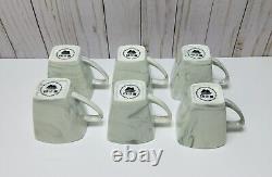 Porcelain Malacasa Gray/White Marbled Toned 6 Teacups + 6 Saucers Full Set Of 12