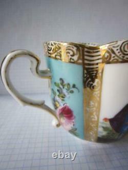 Porcelain Tea Cup Saucer Plate Set Couple Colored Antique Serveware Collectible