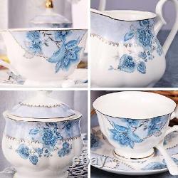 Porcelain Tea Set POT Vintage Gift Tea Cup, Saucer Coffe relaxatio&Love for 6