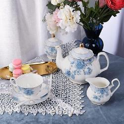 Porcelain Tea Set POT Vintage Gift Tea Cup, Saucer Coffe relaxatio&Love for 6