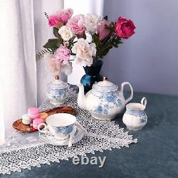 Porcelain Tea Set POT Vintage Gift Tea Cup, Saucer Coffe relaxatio&Love for 6