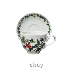Portmeirion Christmas The Holly and Ivy Teacups and Saucers Set of 6