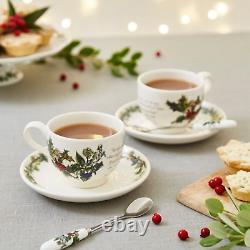 Portmeirion Christmas The Holly and Ivy Teacups and Saucers Set of 6