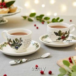 Portmeirion Christmas The Holly and Ivy Teacups and Saucers Set of 6