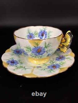 PreSale Aynsley F/S English Royal Antique Butterfly Handle Flower Cup & Saucer