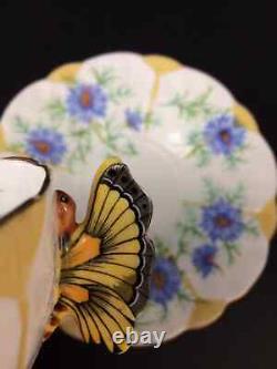 PreSale Aynsley F/S English Royal Antique Butterfly Handle Flower Cup & Saucer