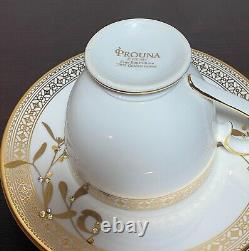 Prouna Golden Leaves Tea Cup with Saucer 24K Gold Swarovski Crystal