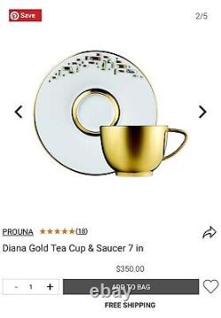 Prouna RARE Golden Crystals Tea Cup and Saucer Set Diana Adonis BRAND NEW