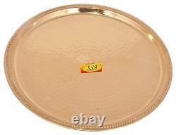 Pure Brass Round Tray with 4 Brass Cup & Saucer Morning Tea Cup Set Greatgift