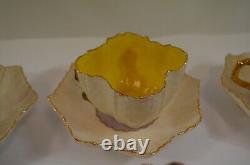 Quatrefoile Teacup Saucer Sets Alexandra Shape Leaf Bowl Solid Pattern Antique