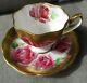 Queen Anne Large Pink Cabbage Roses Heavy Gold Teacup And Saucer Set