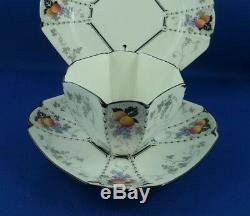 Queen Anne Shelley Tea Cup, Saucer & Plate Rd 723404 Peaches & Grapes Patt 11498