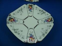 Queen Anne Shelley Tea Cup, Saucer & Plate Rd 723404 Peaches & Grapes Patt 11498