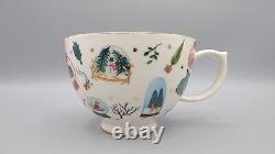 Quill and Fox for Anthropologie Christmas Snow Globe Oversized Tea Cup & Saucer
