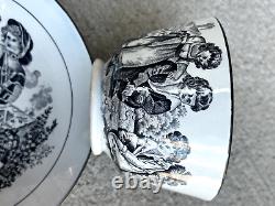 RARE Antique Bat-Printed, Pearlwear Deep Saucer and 2 Naughty Children Teacups