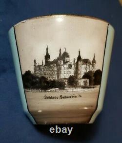 RARE! Antique Hand Painted Backauer German BPM Tea Cup & Saucer Schloss Schwerin