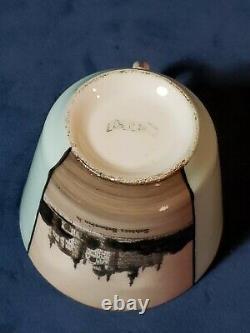 RARE! Antique Hand Painted Backauer German BPM Tea Cup & Saucer Schloss Schwerin