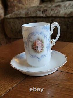 RARE Antique Hand Painted Portrait RC ROSENTHAL Germany Chocolate Tea Cup Saucer